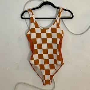 Urban Outfitters Checker Orange Bodysuit